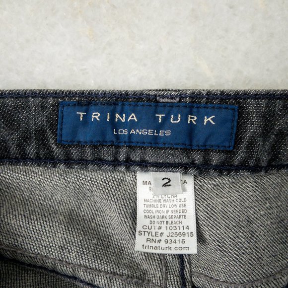 Trina Turk 2 Cotton Boot Cut Flare Jeans Black - Picture 7 of 10